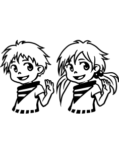 Winkende Zwillinge Autoaufkleber 229