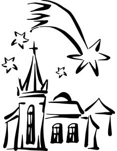 Kirche mit Weihnachtsstern Autoaufkleber 256