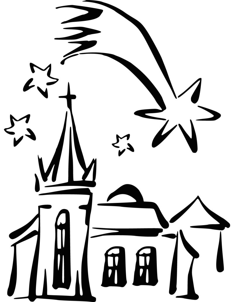 Kirche mit Weihnachtsstern Autoaufkleber 256