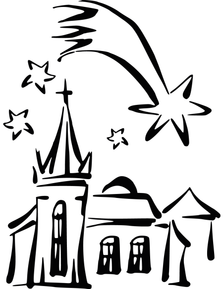 Kirche mit Weihnachtsstern Autoaufkleber 256
