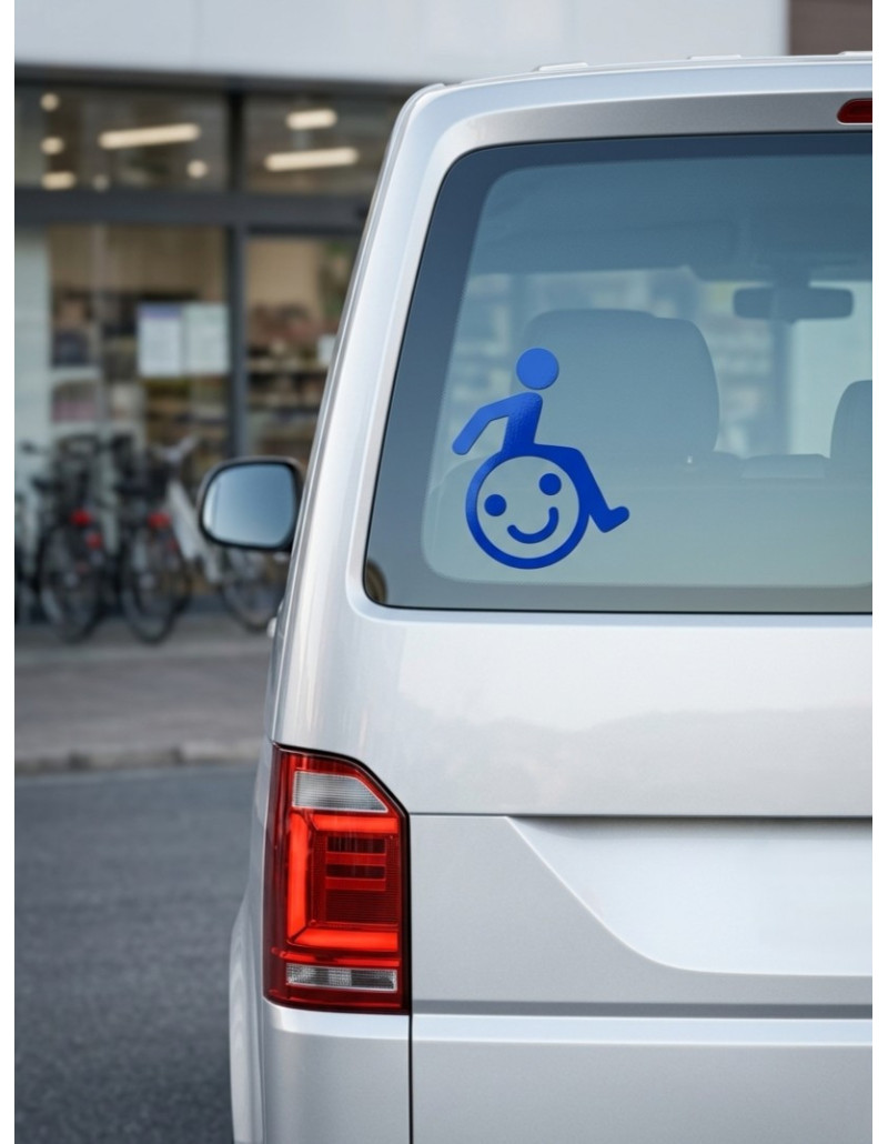 Handicap Sticker mit Smiley Autoaufkleber 231 KI-Mockup