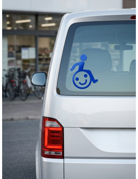 Handicap Sticker mit Smiley Autoaufkleber 231 KI-Mockup